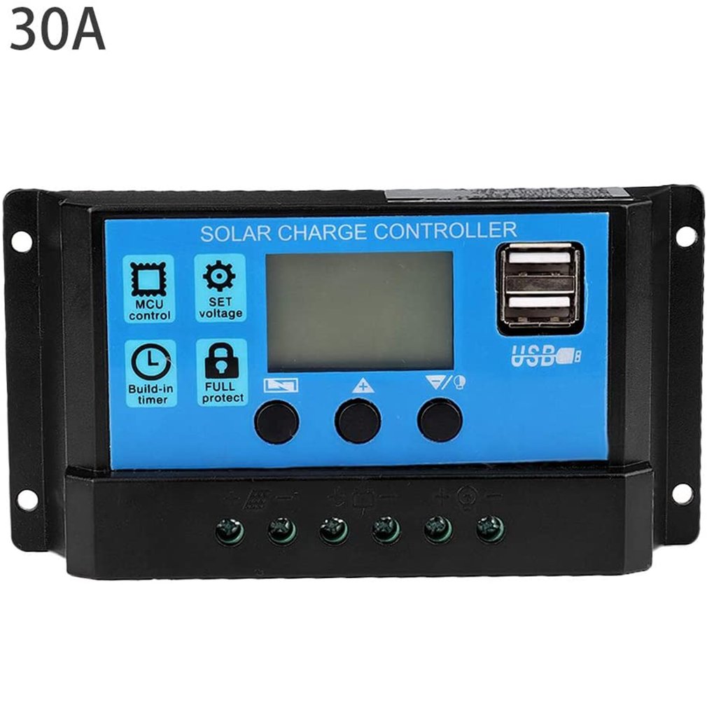 Mppt solregulatorer automatisk sporingsutstyr frakt hjemme regulator lcd skjerm beskytte batteri: 30a