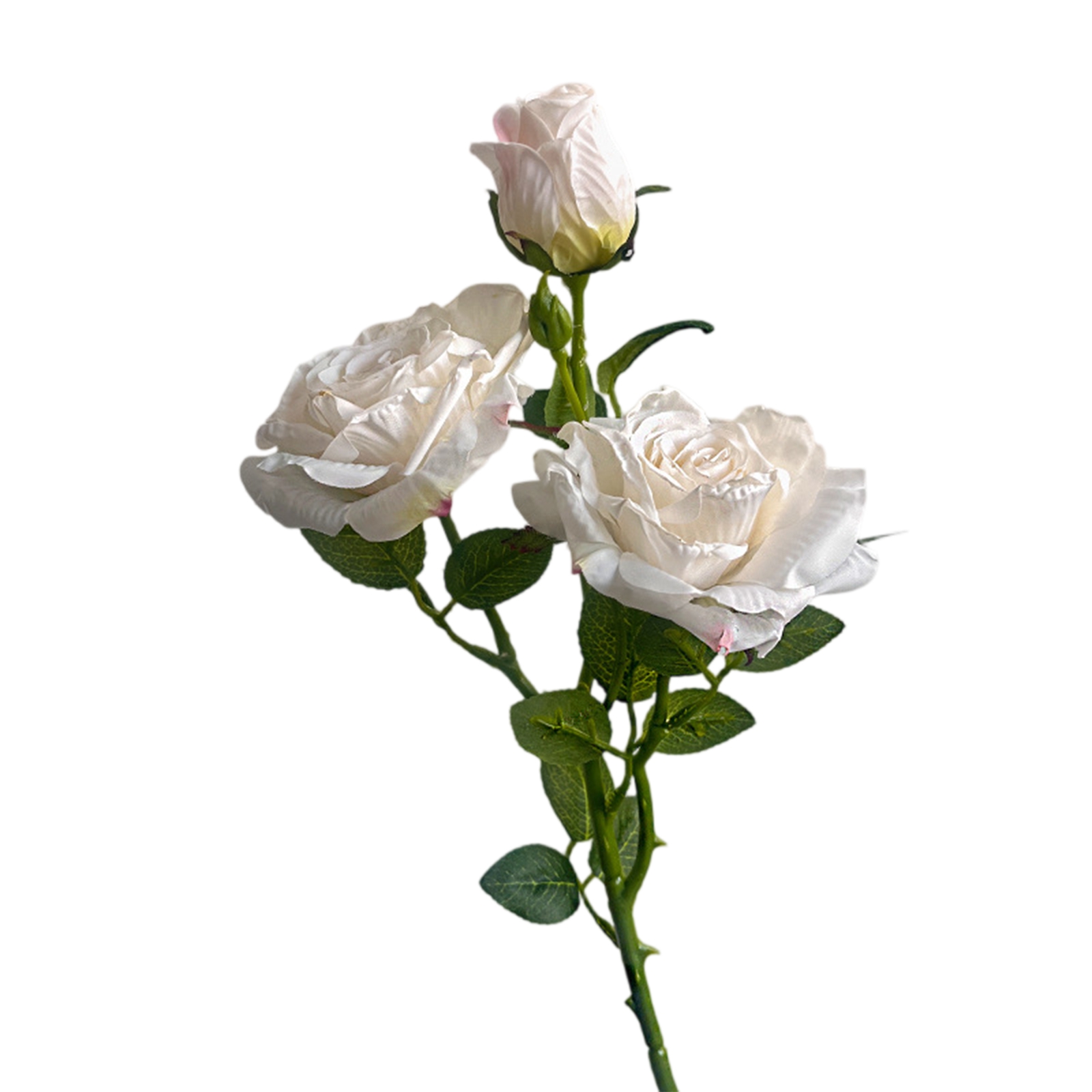Künstliche Rosenstammblumen mit 3-Blüzehn, Hochzeit und Veranstaltung, dekoratives Zubehör, Weihnachten, Zuhause, DIY, Dekoration, Requisiten, Party: WEISS