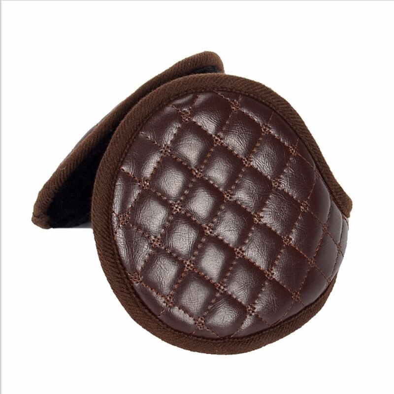 1pc varma öronkåpor för herr, varma hörselkåpor, öronlappar, läder, hörselkåpor för herrar, hörselkåpor för män, öronkåpor för herrvärmare, omslagsband: Brun