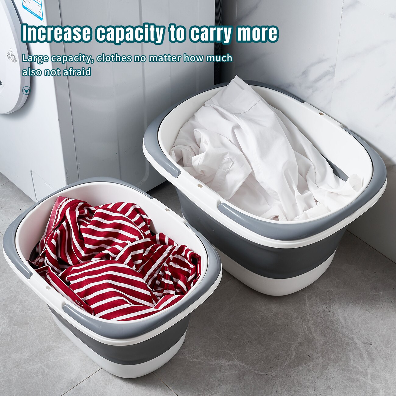 Folding Wash Basin with Handle Portable Mop Bucket Washbasin Plastic Foldable Foot Basin Travel Outdoor Camp Car Washing Basins
