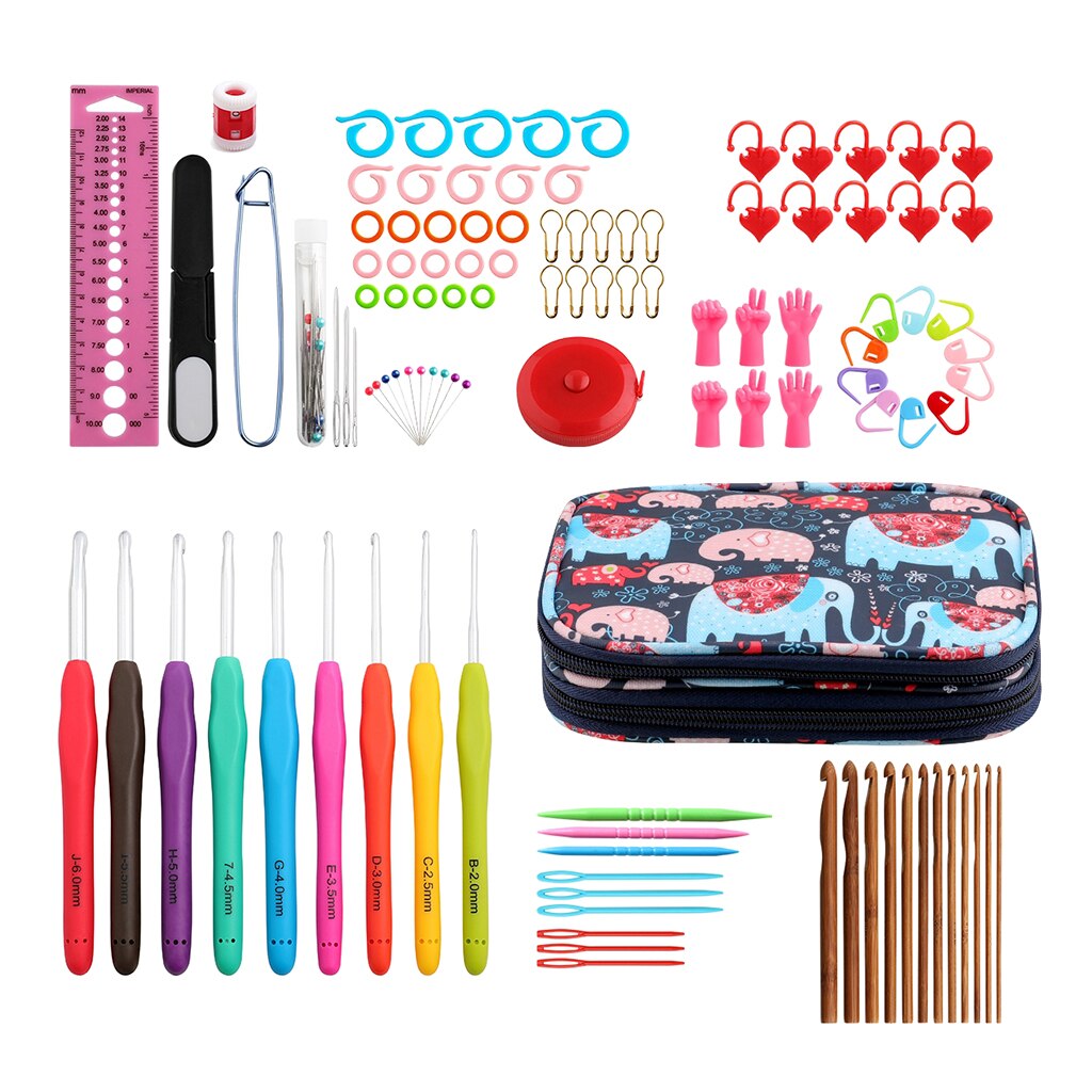 110PCS/SET Crochet Hook Set With Yarn Knitting Needles Sewing Tools Set Knit Gauge Scissors Stitch Holder Hook For Knitting
