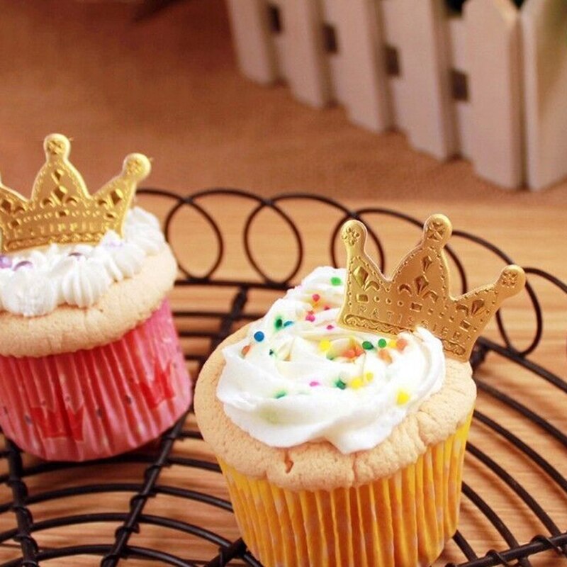 50 stk guld prinsesse krone kage topper bryllup fødselsdag dekorationer tilbehør favoriserer fest cupcake plukker