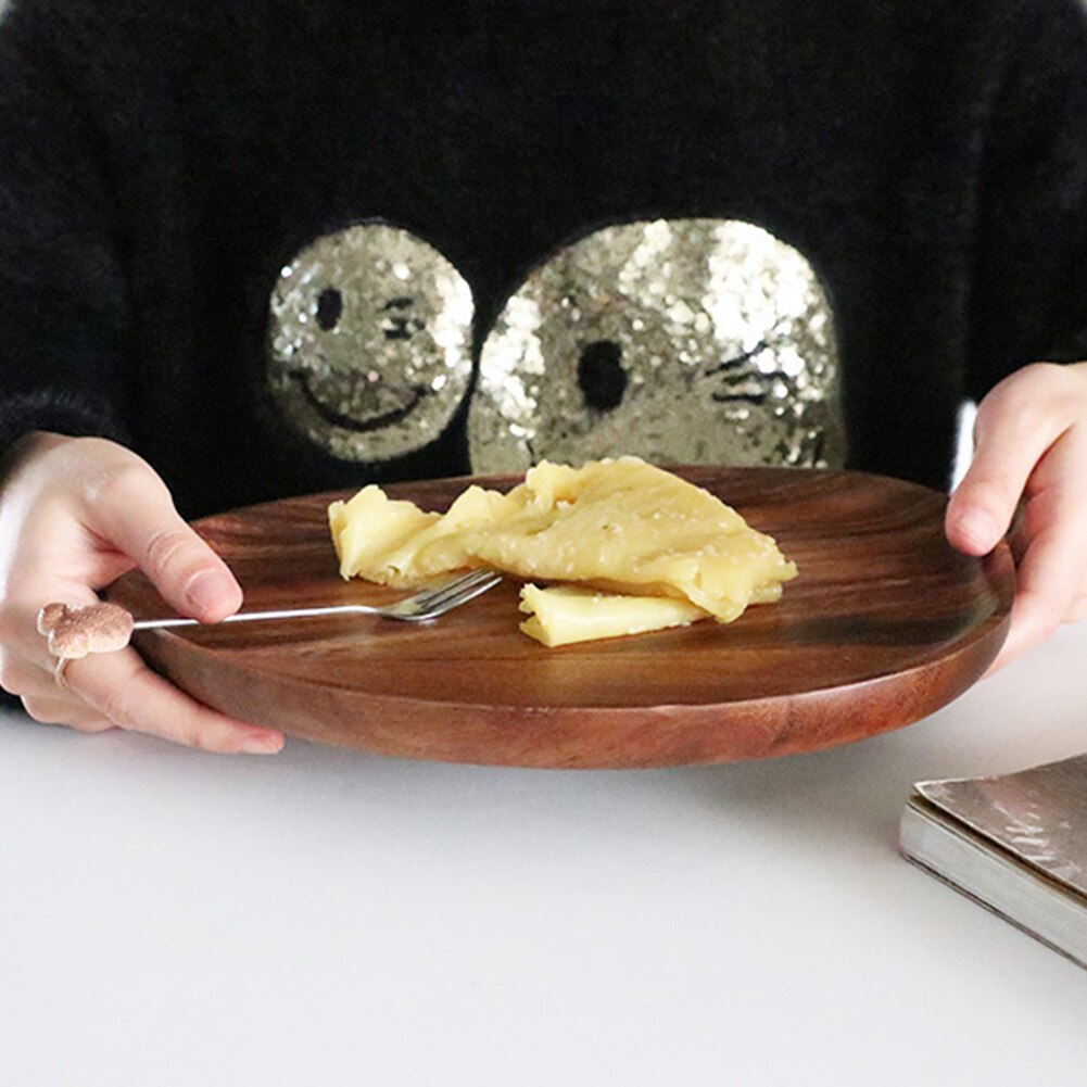 Foods Dish Dessert Kitchen Plate Tray Irregular Oval Acacia Food Plate Fruit Dishes Tea Saucer Tableware Kitchen Tools