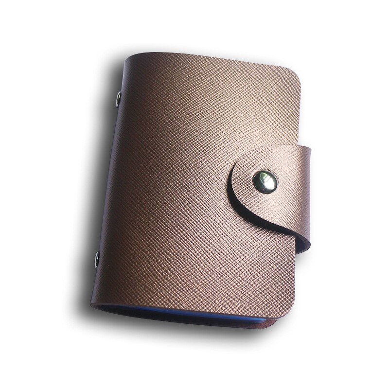 Porte-cartes de crédit 24 Bits, en PU, couleur unie, grande capacité, rangement, Clip, organisateur, étui pour identification, pochette: style 2 coffee
