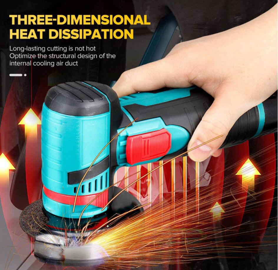 12V Mini Brushless Angle Grinder 500W 19500Rpm Rechargeable Battery Cordless Polishing Machine Diamond Cutting Grinder Tools
