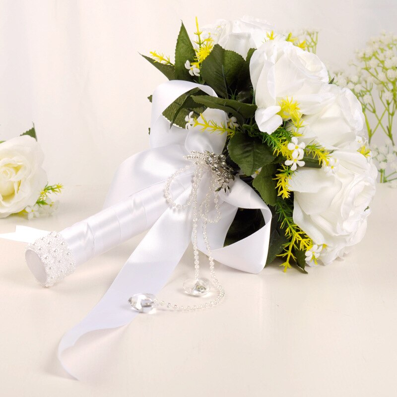 Western-style Church Wedding Bride Bridesmaid Flower Girl Bouquet Handmade Rose Throw Ivory Wedding Bridal Bouquet