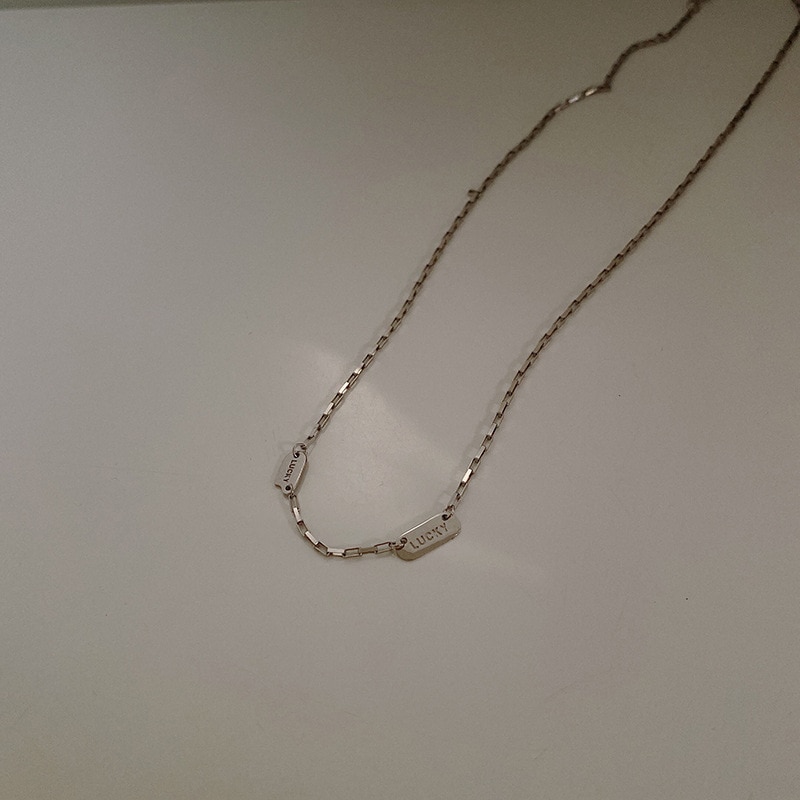 Silvology Sterling 925 Silver Square Lucky Letter Choker for Women Short Necklace Minimalist Temperament Jewelry