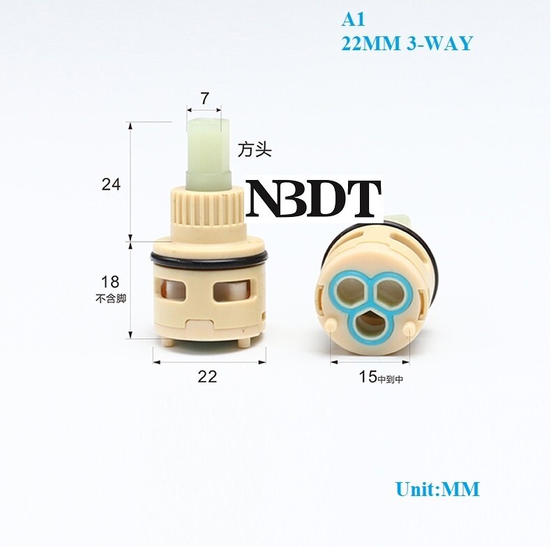 Shower Faucet 2 3 4 Ways Diverter Valve Cartridge Replacement Square Plastic Round Brass Shaft: A1 22MM 3WAYS