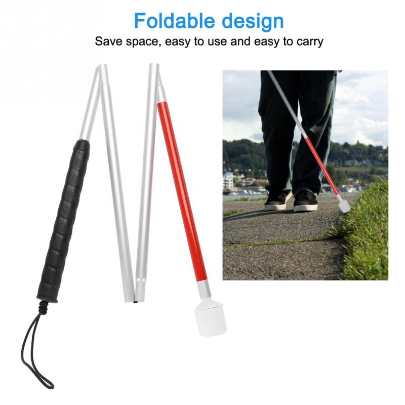 13mm diametre sammenfoldelig reflekterende anti-slip stok krykke bærbar anti-chok guide spadserstok til blinde mennesker
