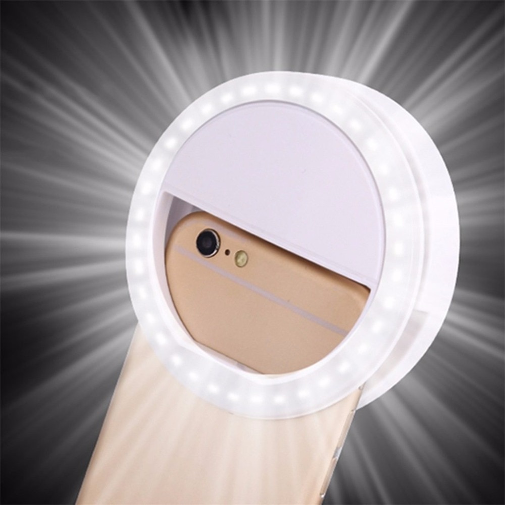 Clip de luz de teléfono móvil Selfie LED Flash automático para Teléfono Celular Smartphone redondo portátil linterna de Selfie espejo de maquillaje