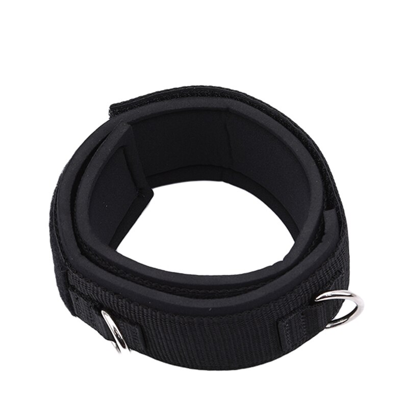 Sport ankel ankerrem dobbelt d-ring gym ben remskive rem lifting fitness elastisk slidstærkt nylon bælte 73*5.5cm: Default Title