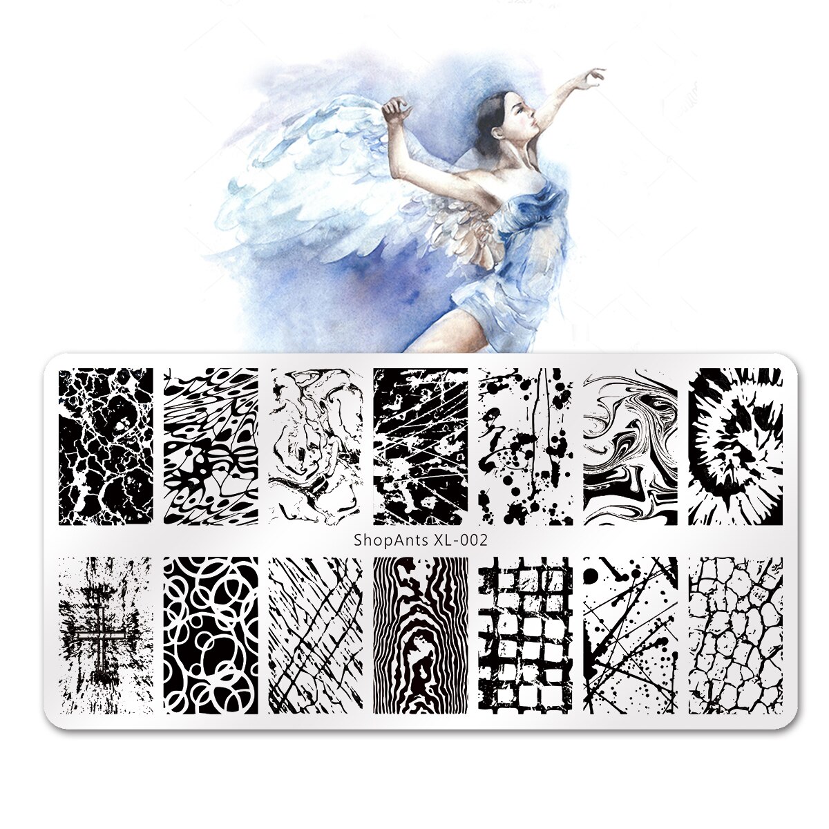 Acier inoxydable ongles estampage plaque lignes beauté rayé banane cygne visage impression modèle pochoir Nail Art timbres modèles: 02
