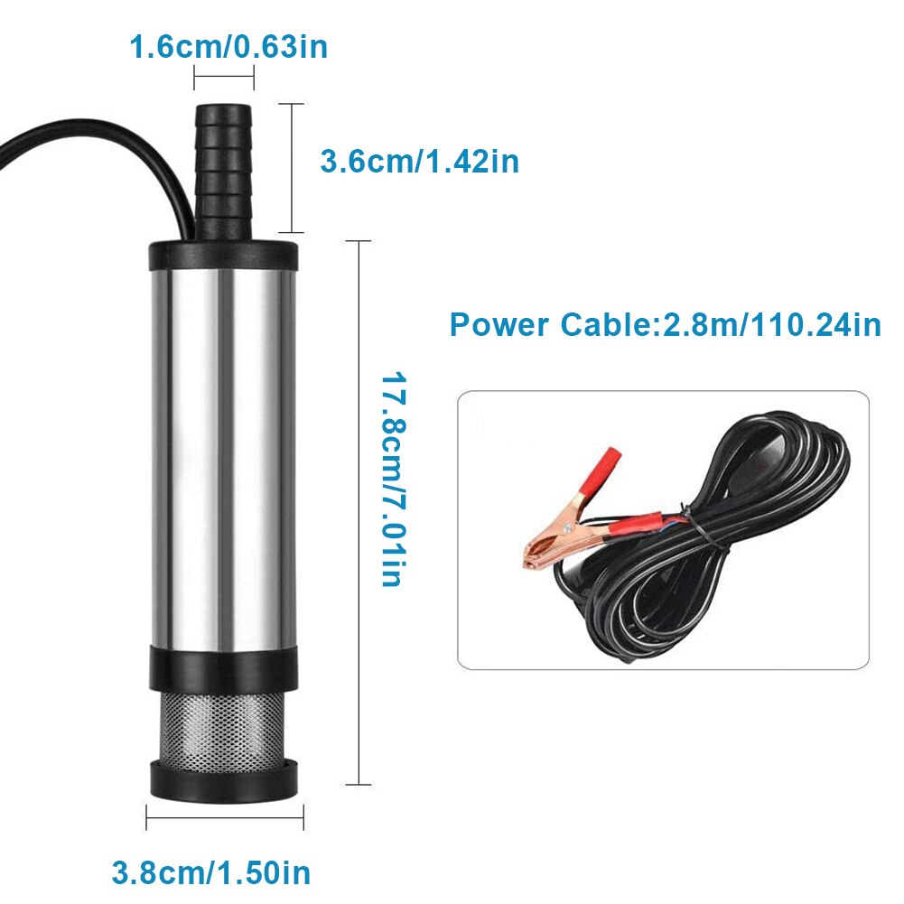 Diesel Fuel Pump 38mm 12V 24V Electric Gasoline Oil Air Transfer Tools Extractor Emergency Vehicle Car Plug Pumping Core Vents