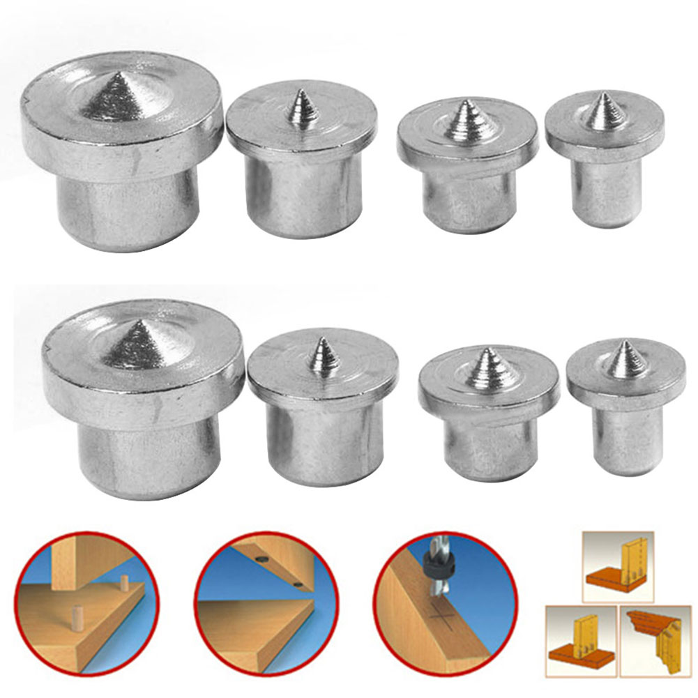 8pcs Tenon Dowel Center Joint Chrome Plated Woodworking Locator Pin Alignment Tool For Drill Hole Easy Storage & Maintenance