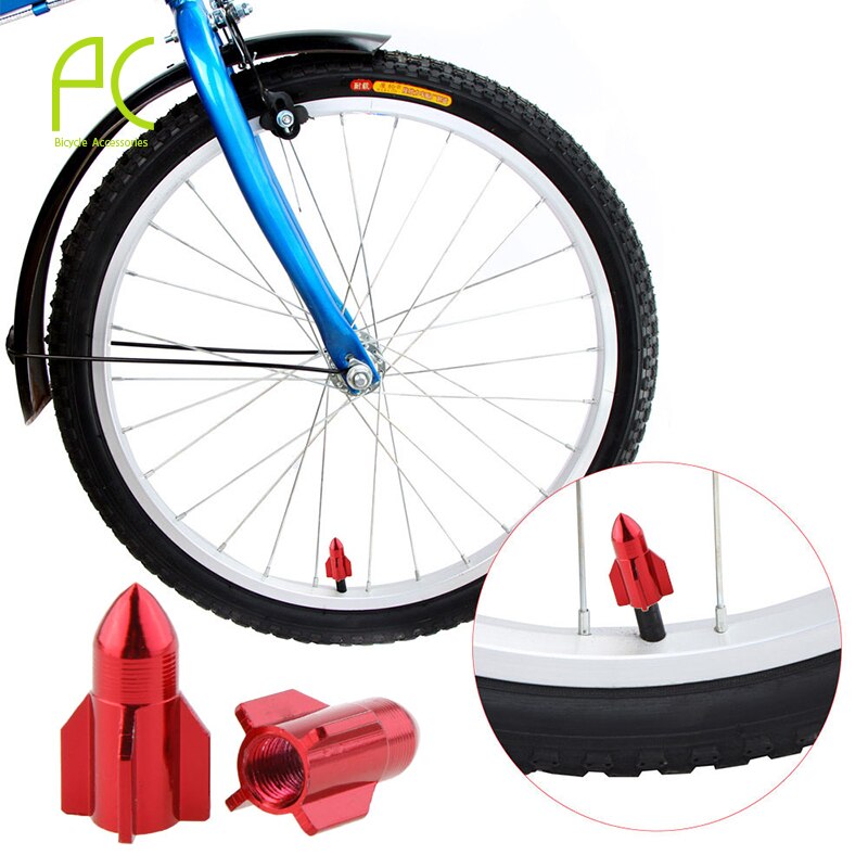 Pcycling Fiets Gasmondstuk Cap 2 Stuks Cnc Aluminium Auto Schrader Valve Cap Raket Modellering Gaspijp Ventiel Stofkap cover