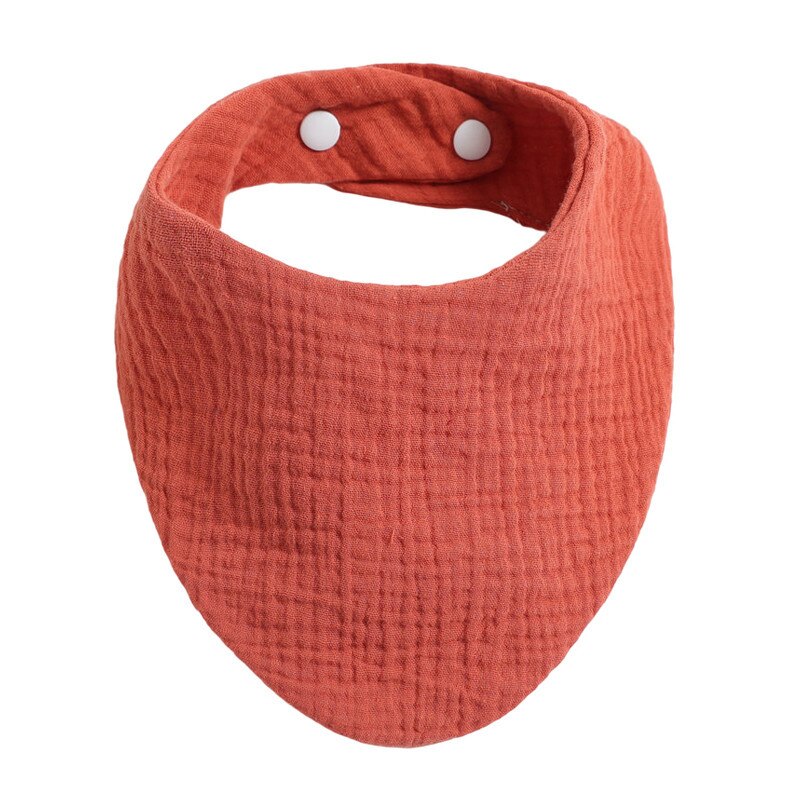 Baby Bibs Infant Soft Cotton Bib Newborn Solid Color Stripe Snap Button Triangle Saliva Towel Boy Girls Feeding Drool Burp Cloth: Light Red