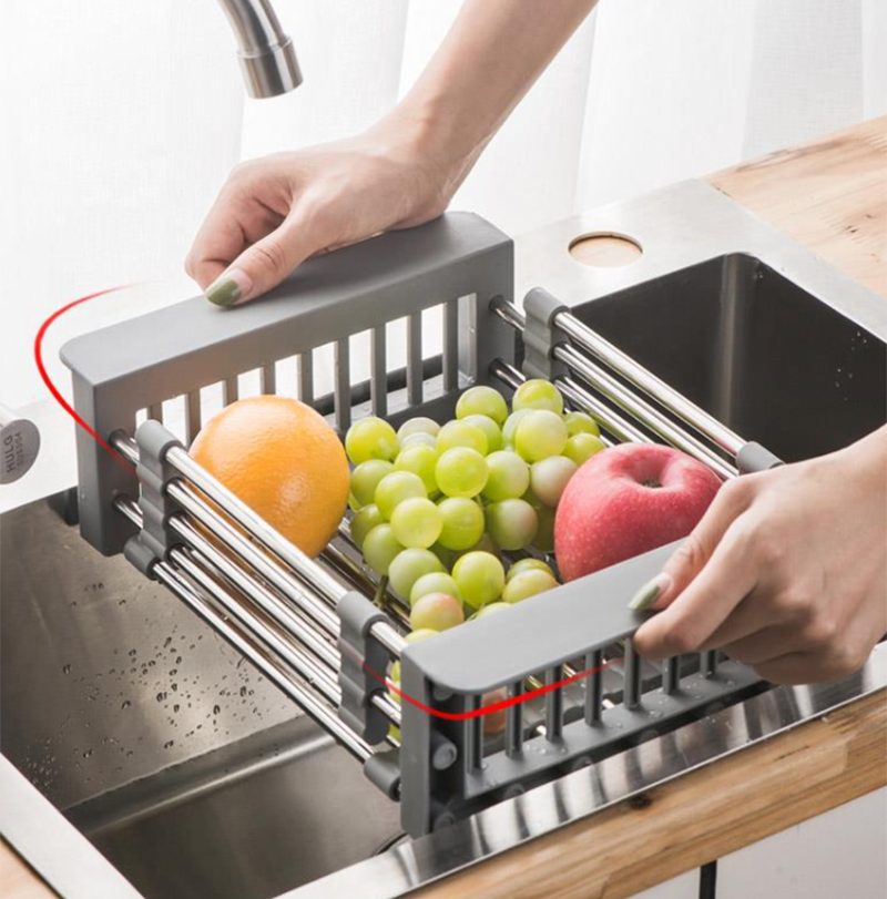Égouttoir à vaisselle réglable en acier inoxydable, grand évier de cuisine, égouttoir à Fruits et légumes