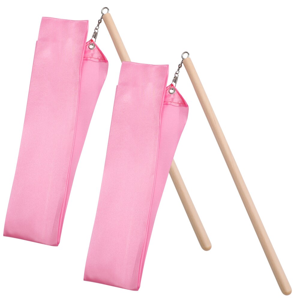 2Pcs 2m Colorful Rhythmic Gymnastics Ribbon Dancing Gymnastics Ribbon Dancing Streamers for Kids Children (Red): Pink