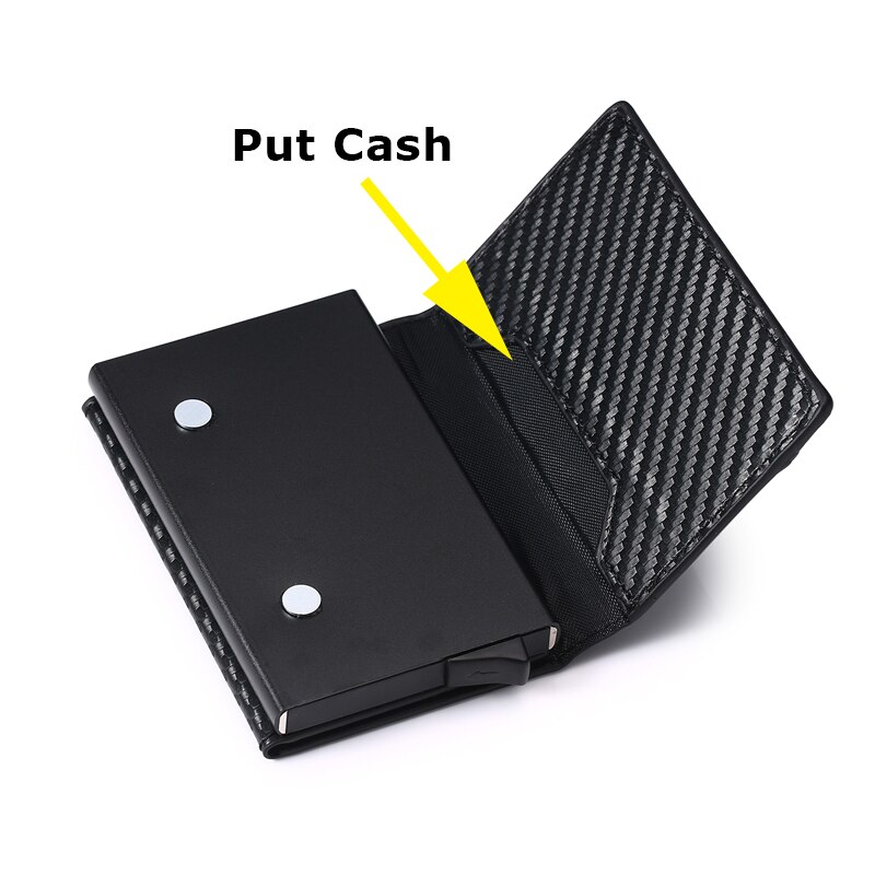 Bycobecy – portefeuille intelligent Rfid en métal fin et fin pour hommes, porte-monnaie minimaliste Pop-Up