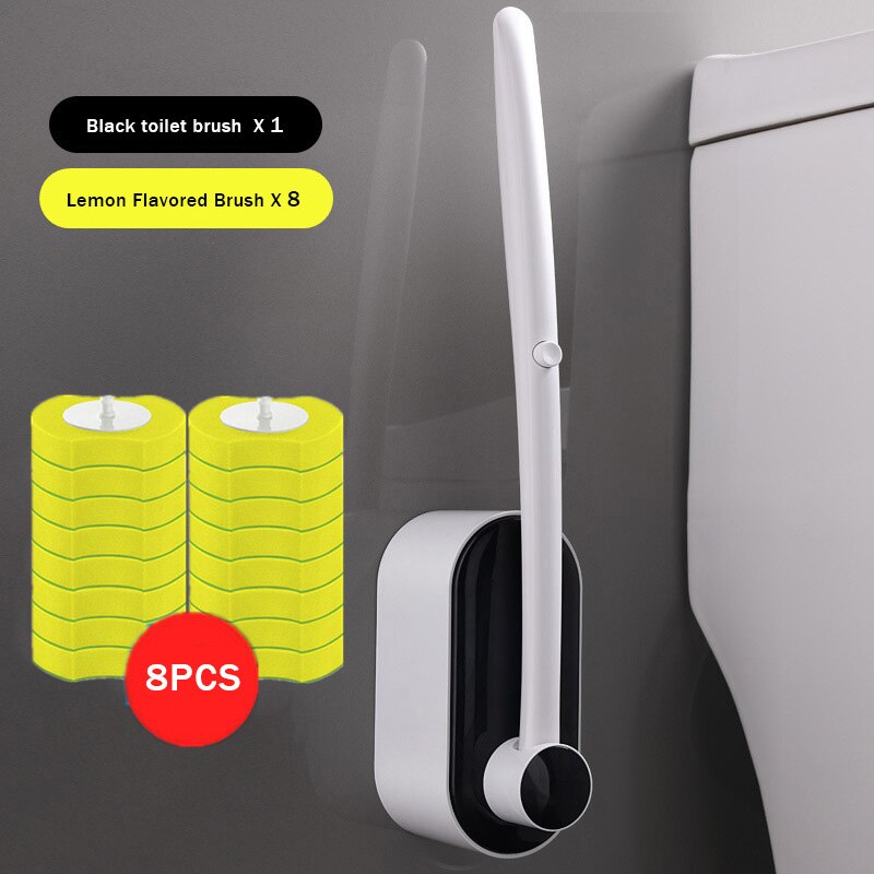 Wegwerp Wc Borstel Plastic Toiletpot Schoner Borstel Houder Zonder Dode Hoek Wandmontage Cleaner Badkamer Hardware: Paars