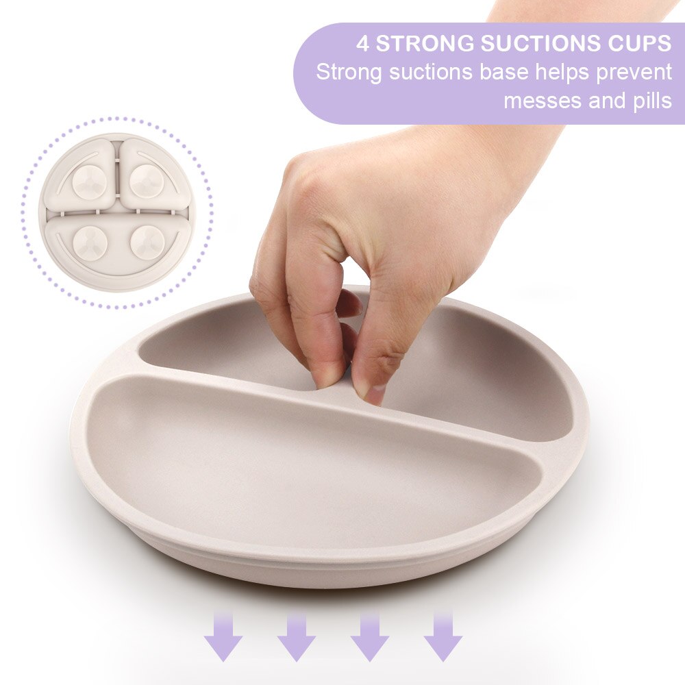 Suction Cup Plate Dispensing Baby Dishes Anti-slip Children's Tableware Silicone Feeding Set Food Bowl Blw Utensils Cutlery Acce