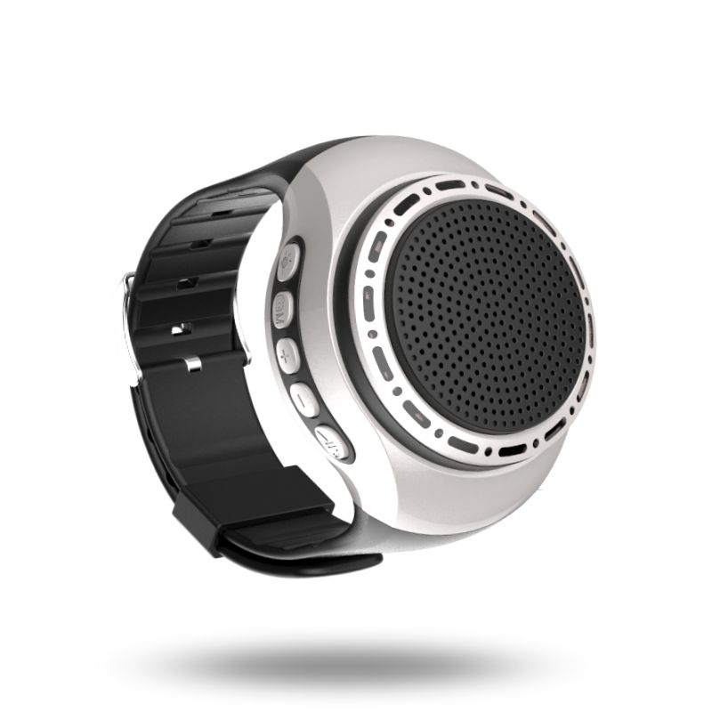 Watch Speaker Bluetooth Speakers Bracelet Sport MP3 Player TF Card Support FM Audio Radio Selfie Control Smart Wrist Portable: Gray