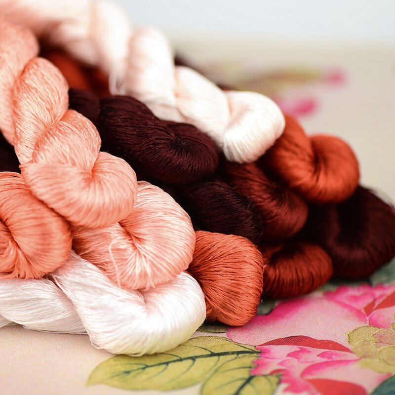 100% silk thread hand embroidery embroider cross stitch 1pcs 400m silk embroidery thread Dark orange series 13 pure colors