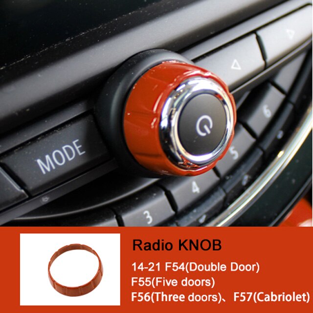 Car Warning Light Button Sticker For MINI Cooper ONE F54 F55 F56 F57 F60 Central Control Radio Knob Cover Decoration Accessories: orange-B