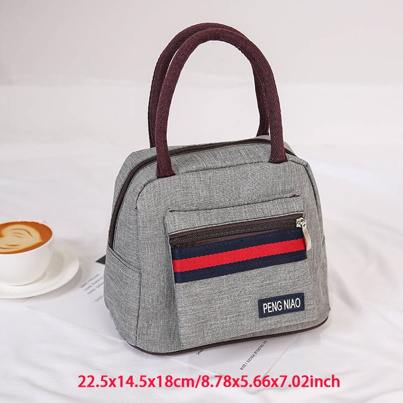 Przenośna torba na Lunch biuro kobiety jedzenie torebka termoizolacyjna Kid Bento termiczna torebka piknik na świeżym powietrzu przekąska napój owocowy zachowaj świeży futerał: B Gray