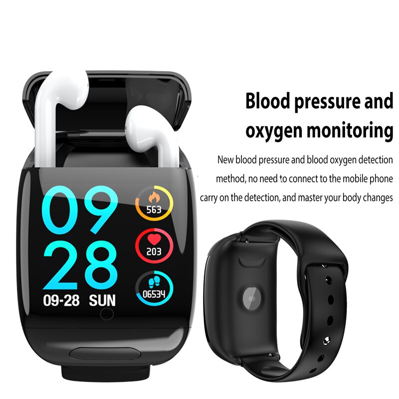 Draadloze Bluetooth Stereo Oordopjes Hartslagmeter Sport Headset En Horloge Combo Voor Ios Android