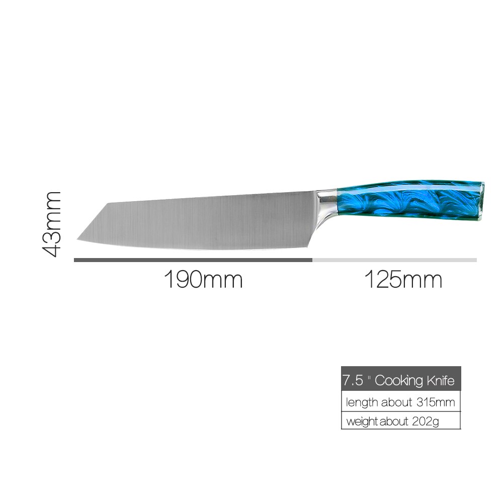 Xyj Japanse Chef Messen Rvs Keukenmessen Set Sharp Non-stick Uitbenen Cleaver Santoku Brood Snijden Messen Gereedschap: 7.5 Cooking Knife