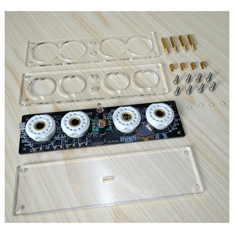 4-bit integrated glow tube clock QS30-1, SZ1-1,SZ3-1,SZ-8 with acrylic case without tubes