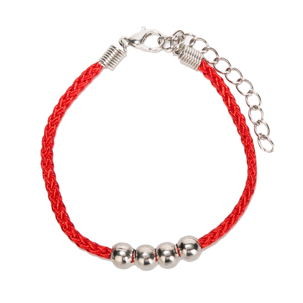 1 pcs Vintage Charm Olifant Hand Infinity Rode Draad String Armband Voor Vrouwen Mannen Met Extension P: 18-red