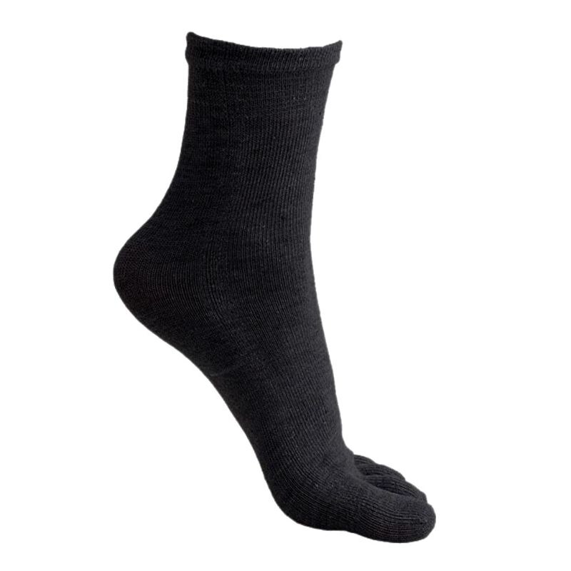 Mens Five Fingers Soft Polyester Cotton Ankle Toe Socks Solid Color Breathable Comfortable: black