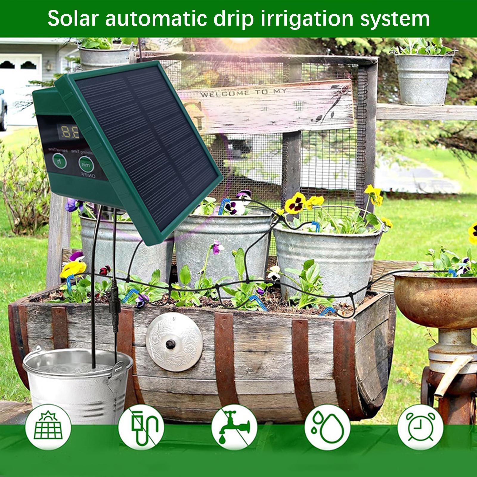 Kit de sistema de riego por goteo Solar, maceta para jardín, planta de interior, antisifón, dispositivo de autorriego automático para plantas, bebedero con manguera