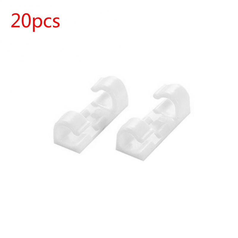 20pcs/set Finisher Wire Clamp Solid Desk Wire Clip Organizer Office Accessory Bobbin Winder Wrap Cord Cable Manager Cord Holder: White 20pcs