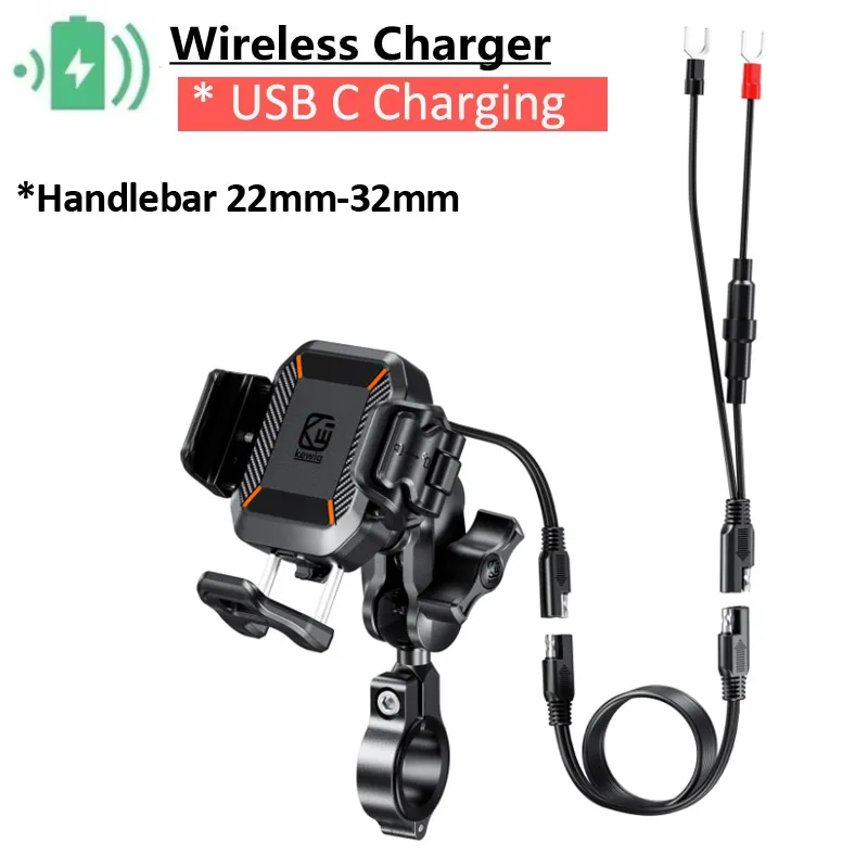Motorcycle Phone Holder 15W Wireless Charger & 36W USB C Fast Charging Shockproof Motorbike Bicycle Bike Scooter Phone Stand: green