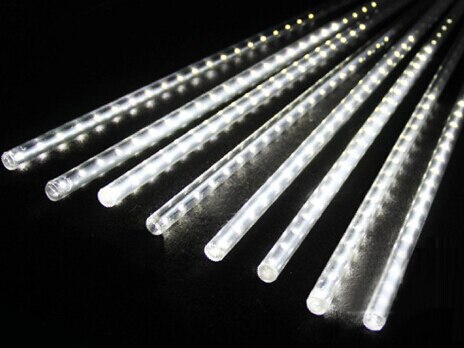 Guirnalda de luces Led para decoración de bodas, tubo de lluvia de meteoritos de 30CM, 50CM, 110V-230V, para exteriores, guirnalda de hadas para árbol de Navidad: Blanco / 30cm Tube