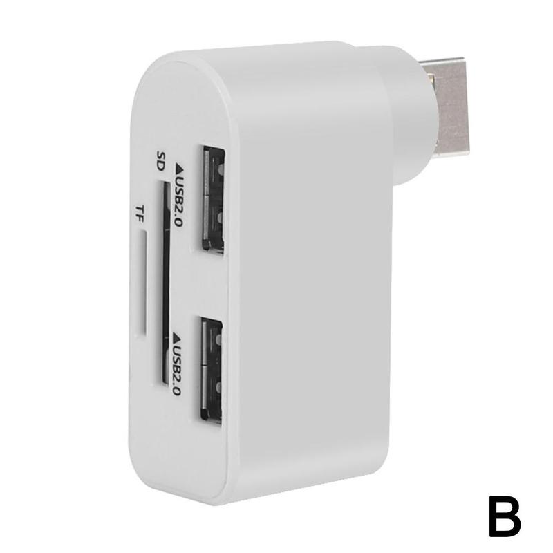 4 In 1 Draagbare 180 ° Draaien Usb Hub High Speed U Disk Reader Splitter 3 Poorten Voor Computer Pc laptop Mini Accessoires H3x5: B
