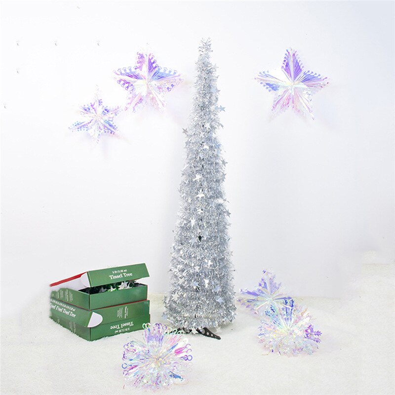 Pentagram pull blomst juletræ foldbart kunstigt juletræ fest dekoration leverer boligindretning: Sølv