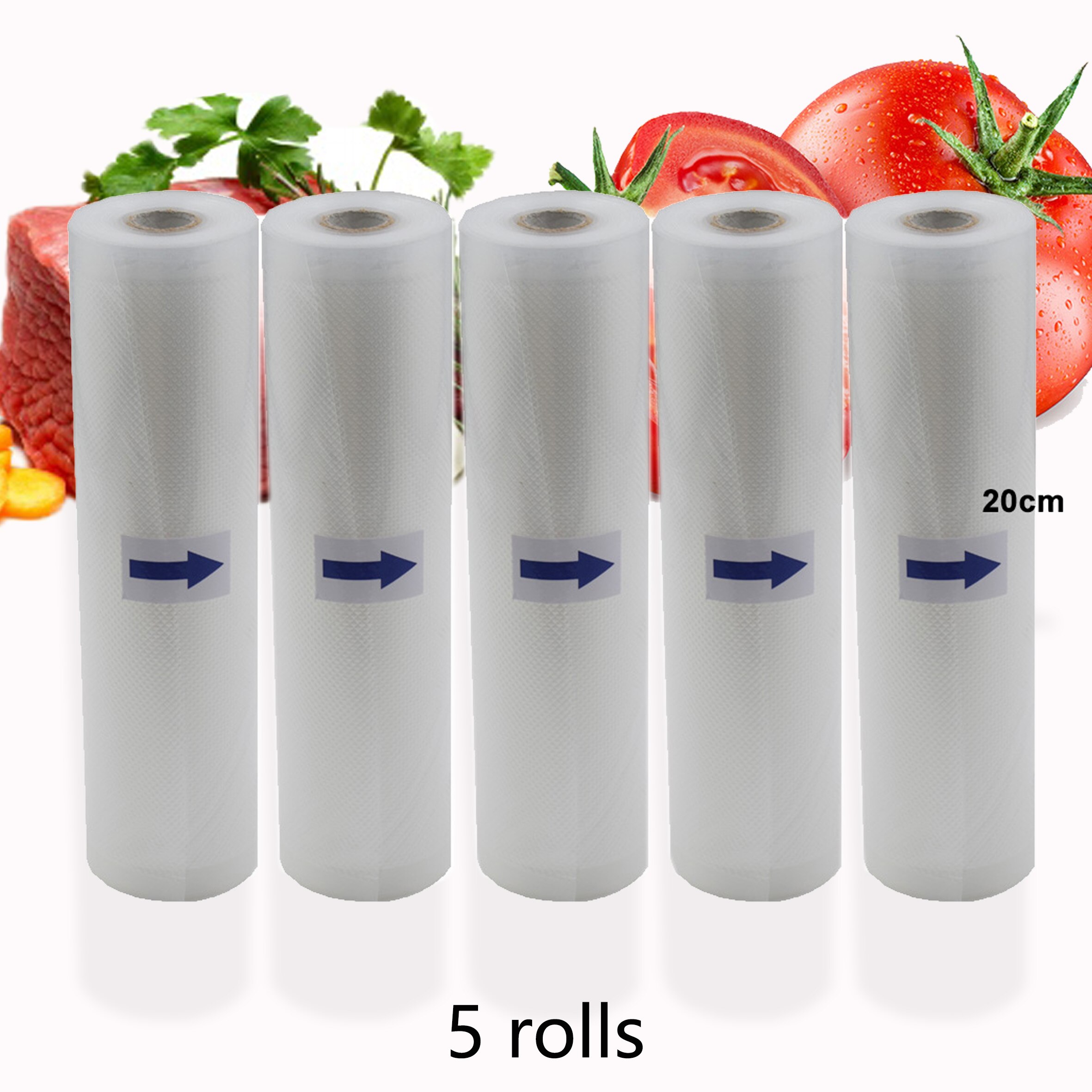 5 Rolls/Lot Keuken Voedsel Vacuümzak Opslag Tassen Voor Vacuum Sealer Vacuüm Verpakking Rolls 20 Cm * 500cm