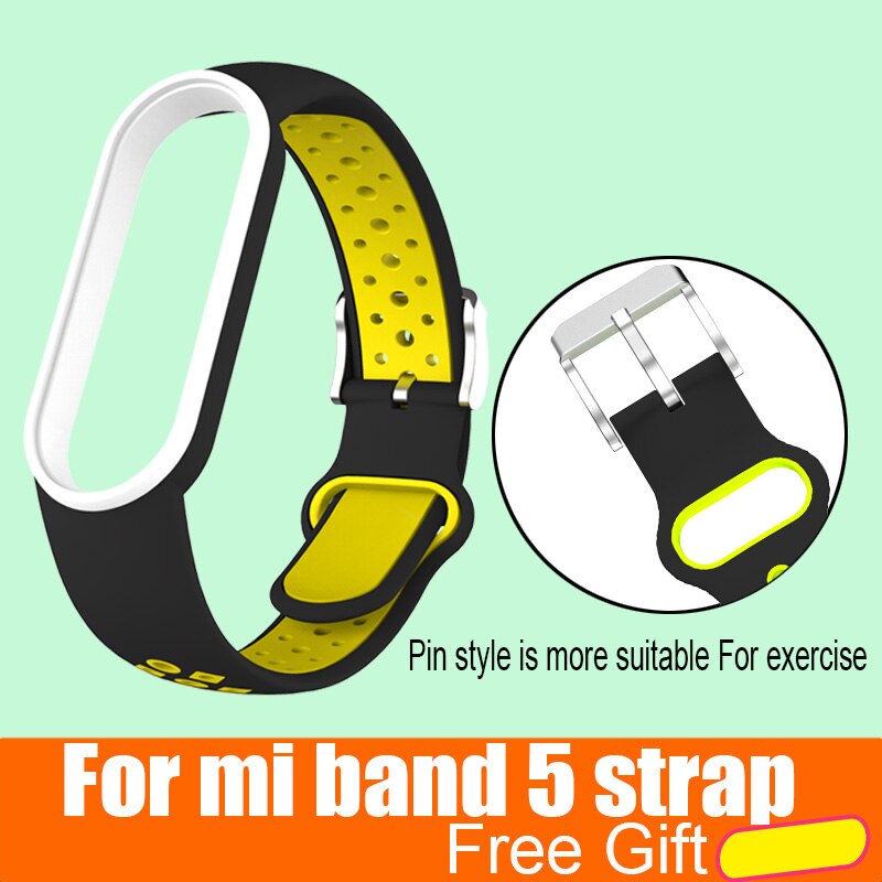 Mi Band 5 Wrist Strap for Xiaomi Mi Band 5 NFC Silicone Wristband Bracelet Mi5 Smart Watches Miband5 Accessories Sport Strap: Black  yellow