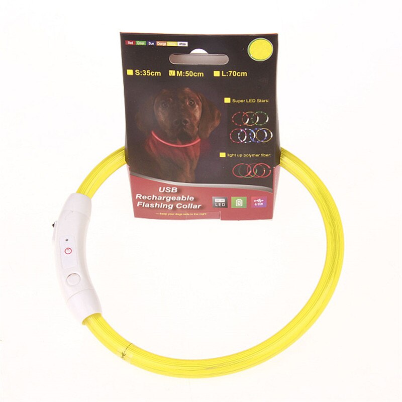 Hondenhalsband led hondenhalsband licht gloeiend in het donker knipperende halsband: Geel