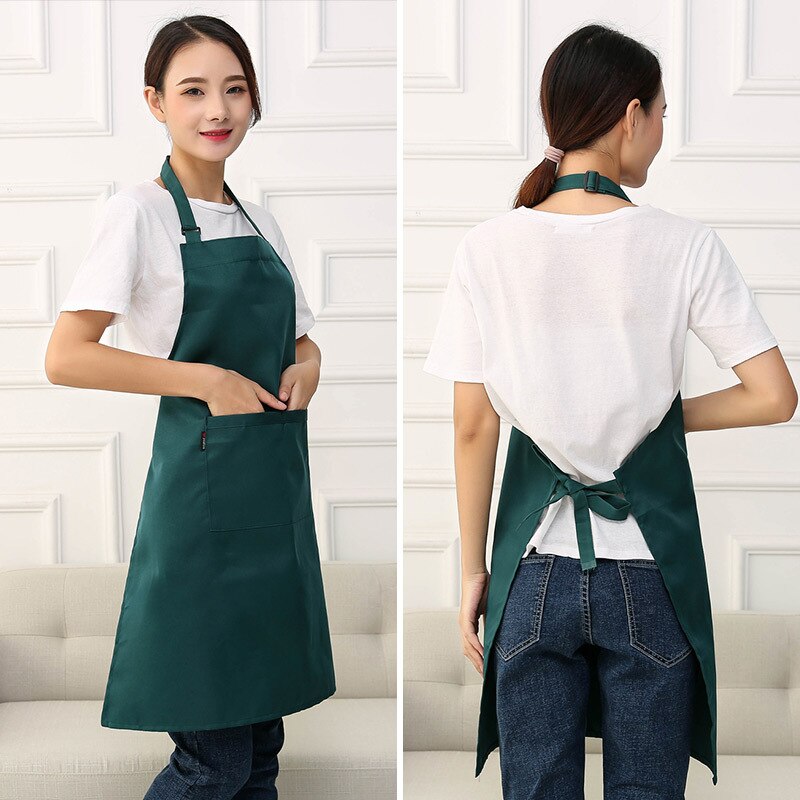 Hanging Neck Adjustable Apron Men Women Canteen Restaurant Home Kitchen Cooking Uniform TT@88: Green