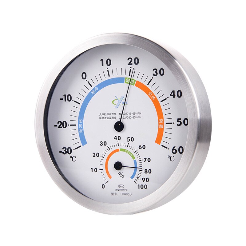 Outdoor Thermometer Humidity Meter HD Round Clock Shape Indoor Temperature Instrument&amp;Wall Mounting Hygrometer Home Decor: White