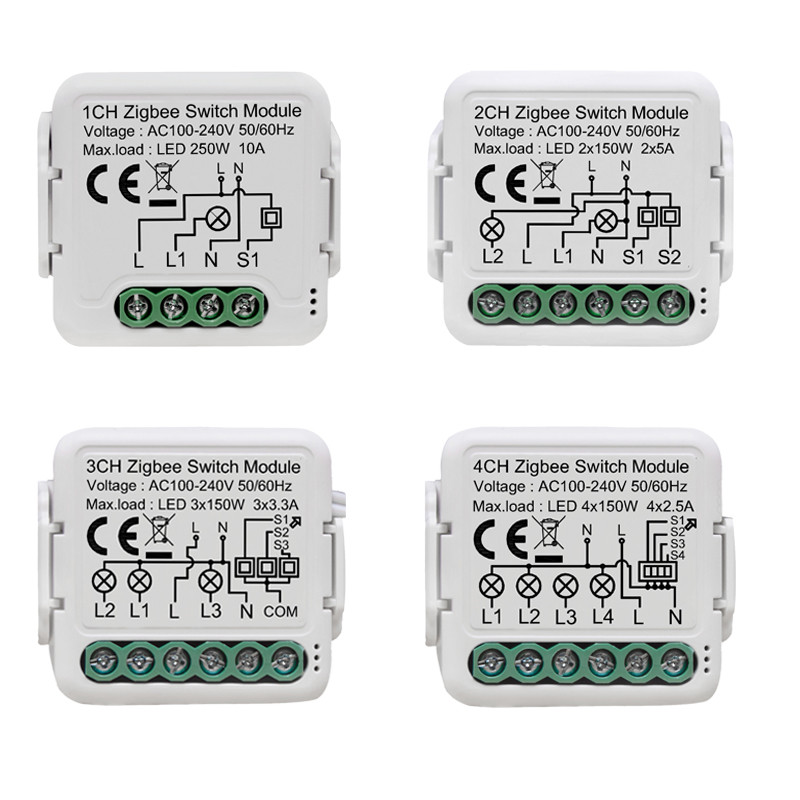 Tuya Zigbee 3.0 Smart Switch Relais 1/2/3/4 Gang Draadloze Lichtschakelaar Module Tuya Smart App Voice controle Voor Google Home Alexa