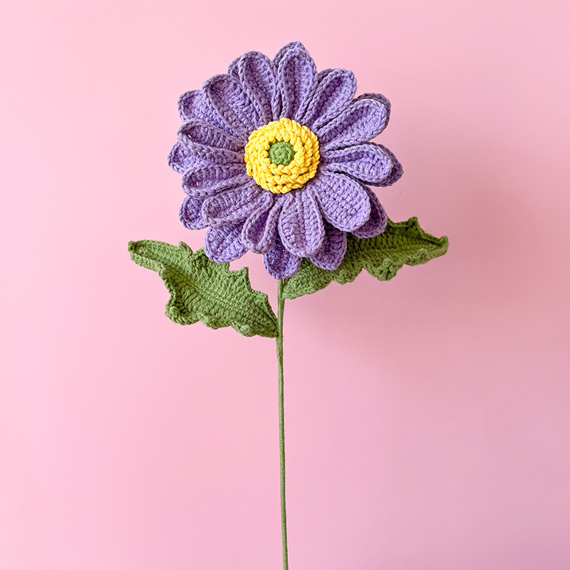 Fleur de lotus tournesol au Crochet faite à la main, 1 pièce, pour la décoration de la maison, fleurs tricotées, ornement de cérémonie de remise de diplôme, fleurs artificielles: royal blue