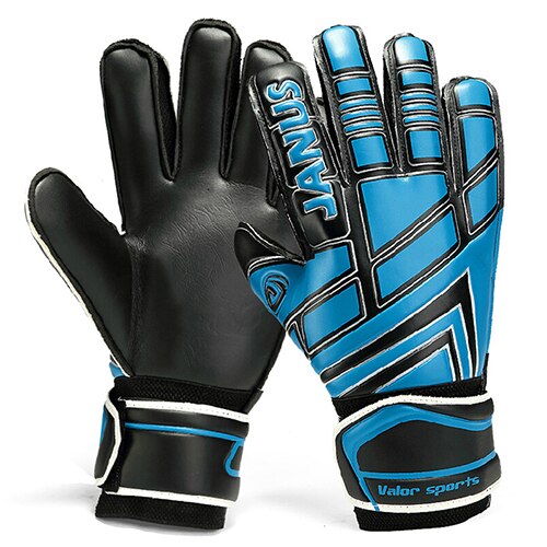 JANUS Finger Guard Children Football Gloves Adult Goalkeeper Gloves JA390: Black Blue / M