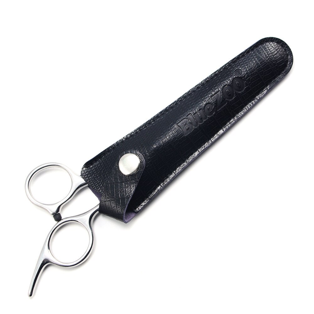 Bluezoo – ciseaux pour barbier avec couvercle en cuir, en acier inoxydable, pour barbe, Salon de coiffure: Default Title