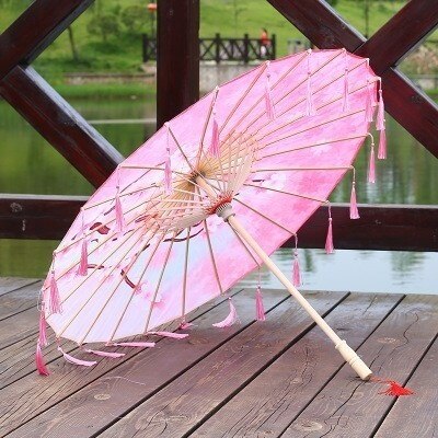 Seide Regenschirm regen frauen Tanz Stütze Cheongsam Geölt Papier Dach sonnenschirm guarda chuva paraguas mujer Hanfu quaste regenschirm: W